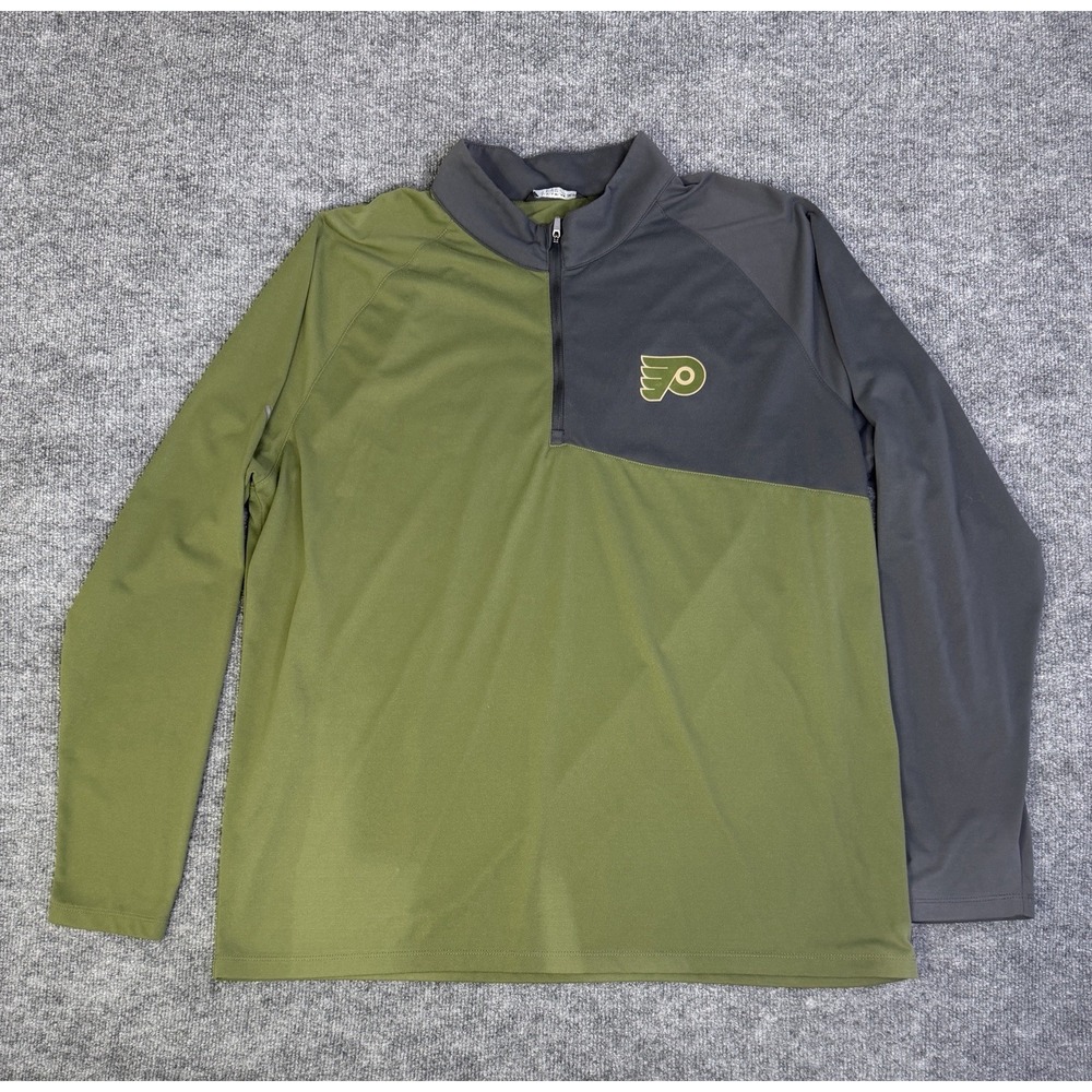 Philadelphia Flyers 1/4 Zip Pullover Shirt Mens size 2XL Green Levelwear NHL